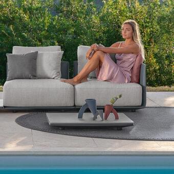 Superior Talenti Malè coffee table with dark gray polyethylene base and light gray stoneware top with smooth finish