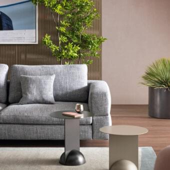 Elegant Bonaldo Combination side table with cylindrical support and semi-spherical base in sleek gray finish