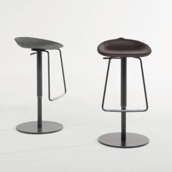 Superior Bonaldo Tab stool with grey polypropylene seat, dark grey swivel base and light grey metal footrest crafted in Italy