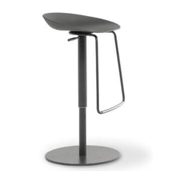 Distinguished Bonaldo Tab stool with dark gray polypropylene seat, smooth back and curved footrest built with a swivel base
