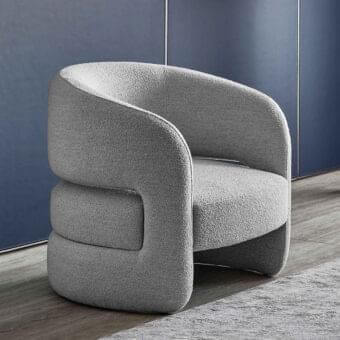 Superior Rugiano Ambra lounge chair with light gray textile upholstery and textured matte finish