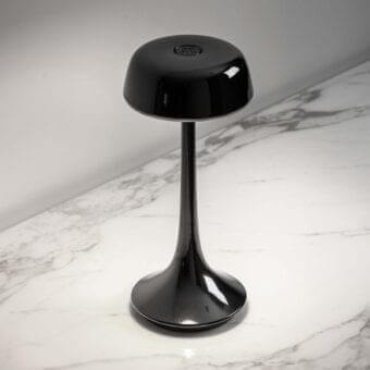 Exclusive Rugiano Wanda table lamp crafted in glossy black with adjustable touch operation and Italian design