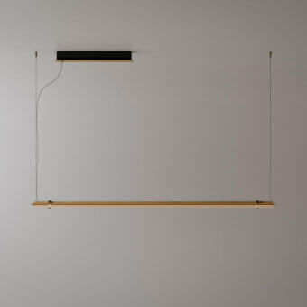 Exclusive VENICEM Optical Suspension lamp with a burnished brass structure and smoke grey glass trihedron diffuser