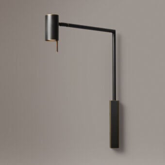 Elegant VENICEM Rectus wall lamp crafted in dark burnished brass and polished black nickel with adjustable joint illumination
