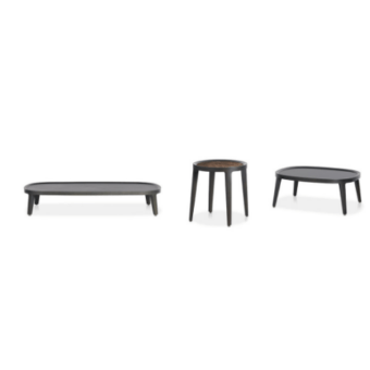 Innovative Potocco Spring coffee table with a solid ash base and ash top in a dark matte finish