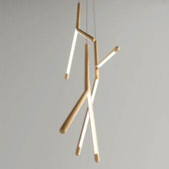 Captivating Tonelli Design Noum suspension lamp crafted in Siberian Ash with a smooth finish and asymmetric form