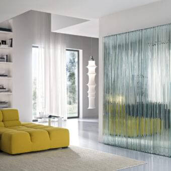 Exceptional Tonelli Design Vu mirror crafted in Italy with extra clear glass elements creating delicate blue and green hues