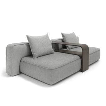 Distinguished Arketipo Back Pack sofa with light gray woven textile and dark brown wooden frame crafting a comfortable seating experience