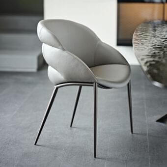 Distinguished Cattelan Italia Camilla ML armchair with embossed lacquered steel and smooth matte gray synthetic leather upholstery