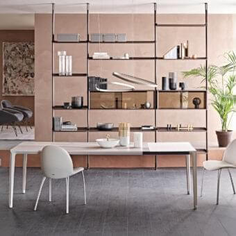Refined Cattelan Italia Holly chair with light grey synthetic leather and embossed lacquered steel legs offering graceful design