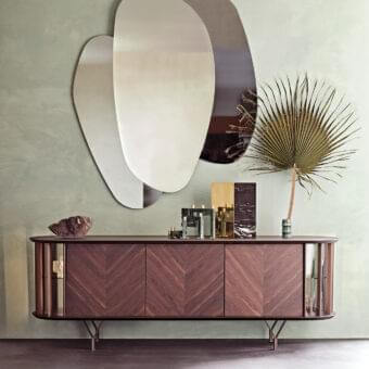 Superior Cattelan Italia Ulisse mirror with central mirrored glass and flanking fumè mirrored glass sections