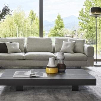 Sophisticated Bonaldo Jazz coffee table with dark gray ceramic top and refined metal outline base
