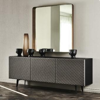 Superior Cattelan Italia Absolut sideboard in lacquered embossed wood with quilted leather and titanium aluminum profiles