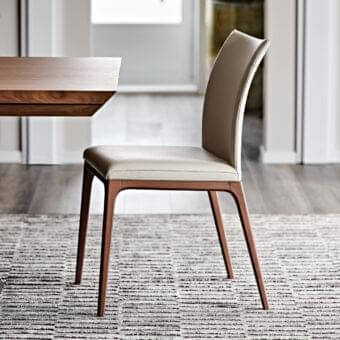 Elegant Cattelan Italia Arcadia chair with light beige textile upholstery and natural beech with satin finish