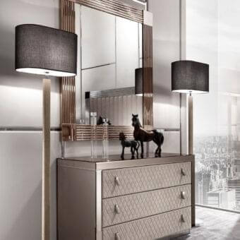 Distinguished DV Home Collection Adler floor lamp with Alligatore leather and chrome finished base