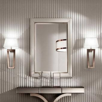 Exceptional DV Home Collection Adler mirror crafted in light leather with a glossy finish and metallic insert
