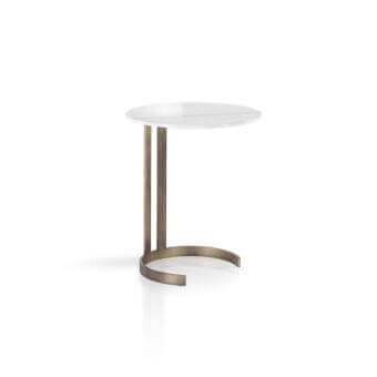 Superior DV Home Collection Hollywood side table with glossy white tabletop and brushed bronze stainless steel base