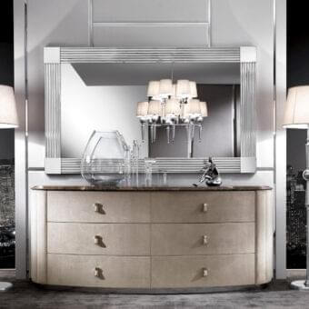 Superior DV Home Collection Windsor mirror with stainless steel frame, natural beveled mirror and refined silver finish