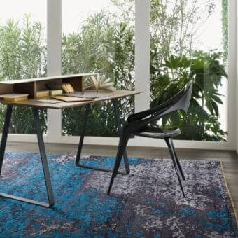 Superior Reflex Twist desk with refined beige leather top and elegant wooden drawers in matte finish