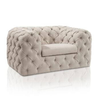Exceptional DV Home Collection Chelsea lounge chair with light beige textile upholstery and solid wood structure