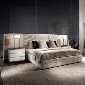 Distinguished DV Home Collection Coco Maxi bed with light beige textile upholstery and diamond quilting