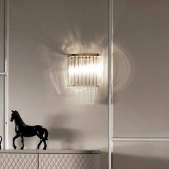 Distinguished DV Home Collection Hermes wall lamp with refined natural crystal pendants and shining chrome finish
