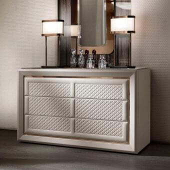 Distinguished DV Home Collection Adler dresser crafted in leather with stainless steel accents and a satin finish