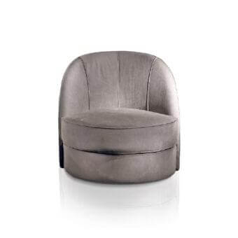 Distinguished DV Home Collection Charlotte lounge chair with smooth gray textile upholstery and curved wood structure