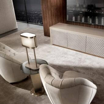 Distinguished DV Home Collection Royal Capitonne' lounge chair with light beige textile upholstery and elegant decorative stitching