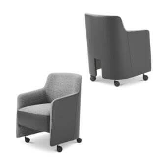 Innovative 4 Mariani Gill armchair with padded woven fabric and matte synthetic material upholstery