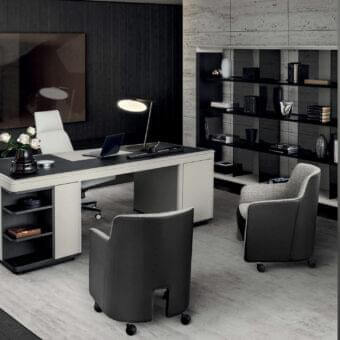 Innovative 4 Mariani Gill armchair with dark gray frame and lighter woven textile upholstery for contemporary offices