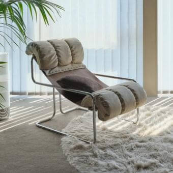 Exceptional 4 Mariani Tucroma lounge chair with steel tubular frame and coupled saddle plus soft brown leather upholstery