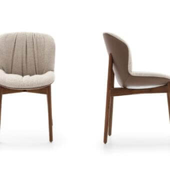 Superior Ditre Italia Bounty chair with brown stained wood, light beige textile, and smooth brown leather finish