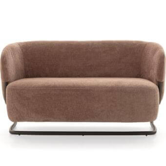 Distinguished Ditre Italia Marabù sofa with a soft seat and curved dark tubular frame in brown textile material with a textured matte finish