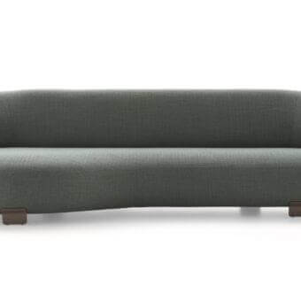 Innovative Ditre Italia Pacific sofa with overlapping forms upholstered in muted gray-green textile and matte finish