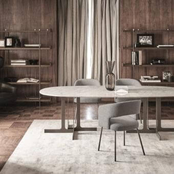 Architectural Ditre Italia Unit bookcase with veneered wood shelves in matte medium brown and metal support structure