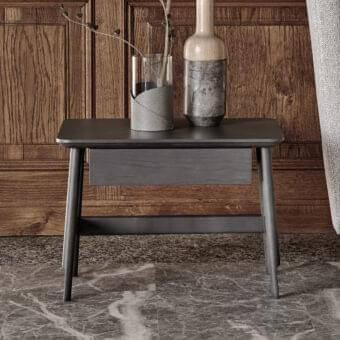 Distinguished Ditre Italia Aany nightstand with beech structure and matte dark gray finish provides discreet storage
