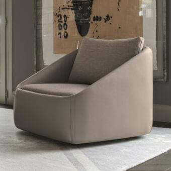 Superior Ditre Italia Bend lounge chair with muted taupe leather-like upholstery and matte finish