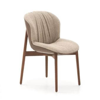 Elegant Ditre Italia Bounty chair with light beige textile upholstery and medium brown wood frame