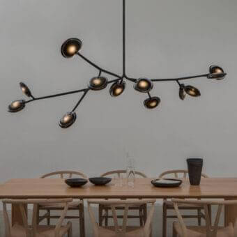 Sophisticated Bocci 16 Armature ceiling lamp with uniquely layered glass shades and soft-touch matt black steel armature system