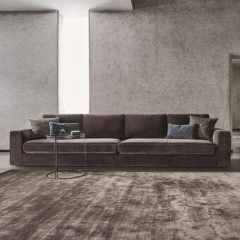 Superior Ditre Italia Loman sofa with deep brown textile and metal accessories in lacquer finishes