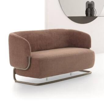 Distinguished Ditre Italia Marabù sofa with textured medium brown textile and curved tubular metal frame
