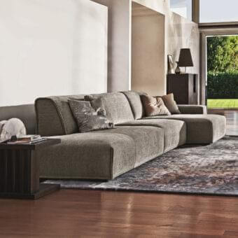 Elegant Ditre Italia Monolith sectional with muted gray-brown textile upholstery and clean modular volumes