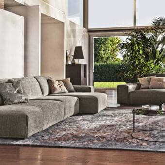 Distinguished Ditre Italia Monolith sectional with medium gray textile upholstery and contemporary geometric silhouette