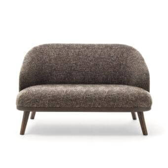 Stylish Ditre Italia St Tropez sofa with curved backrest and woven dark brown textile upholstery with a solid wood base