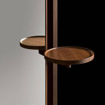 Elegant Giorgetti Narcisse mirror with rectangular panel and Canaletto walnut support exhibiting a dark brown finish