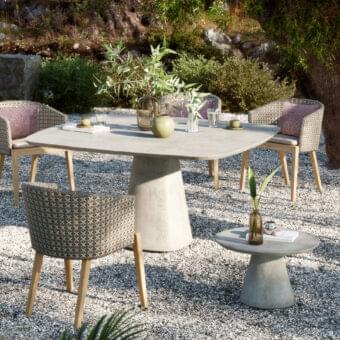 Exceptional Royal Botania Conix table with light grey concrete top and conical fibre-reinforced concrete base with a smooth matte finish