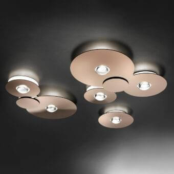 Exceptional Lodes Bugia ceiling lamp crafted in metal with a satin finish and warm bronze tone