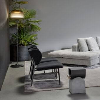 Exceptional Bonaldo Vague coffee table with light gray concrete base and dark matte metal upper section