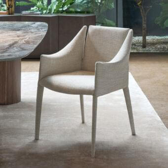 Superior Bonaldo Vela armchair with steel structure, high-density padding and refined light beige textile upholstery